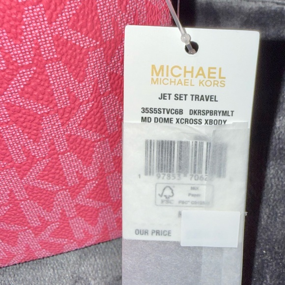 Michael Kors Women’s Jet Set Travel Crossbody Dome Handbag Raspberry BNWT - Picture 14 of 14